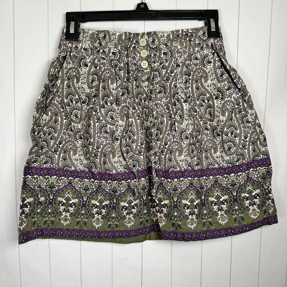 Converse Y2K Cotton Floral Paisley Mini Pocket Skirt Boho Feminine Summer XS